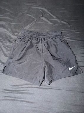 Nike Black Dri-FIT Running Shorts with White Swoosh Accent